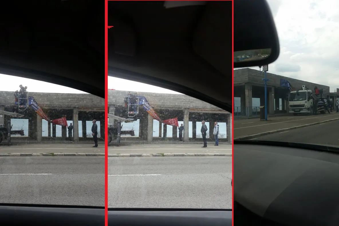 LA ORȘOVA, BANNERELE PSD SUNT MONTATE CU ANGAJAȚII PRIMĂRIEI