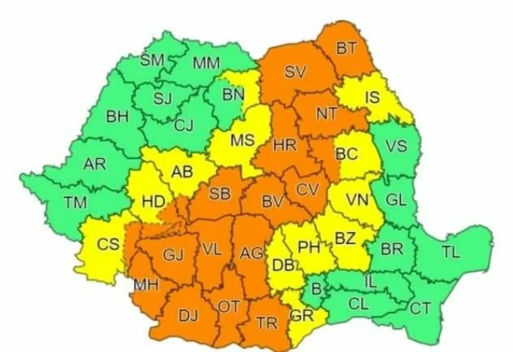 Mehedinți sub incidența CODULUI PORTOCALIU de ploi și inundații