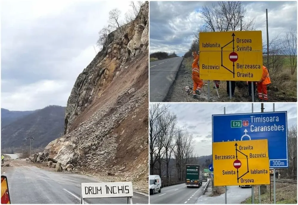 Trafic oprit, până în a doua jumătate a lunii februarie, pe DN 57, la limita județelor Mehedinți- Caraș-Severin 