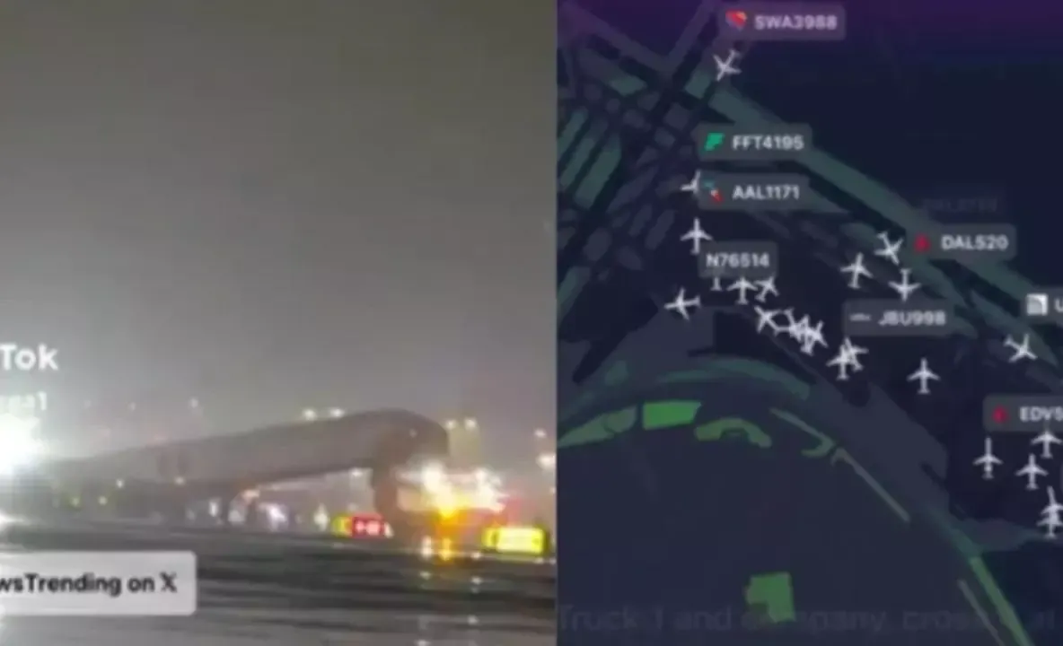 Incident aviatic la New York! Un avion Air Canada Express, implicat într-un accident pe pistă VIDEO
