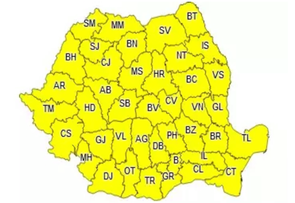 ANM: Cod galben de caniculă în toată țara