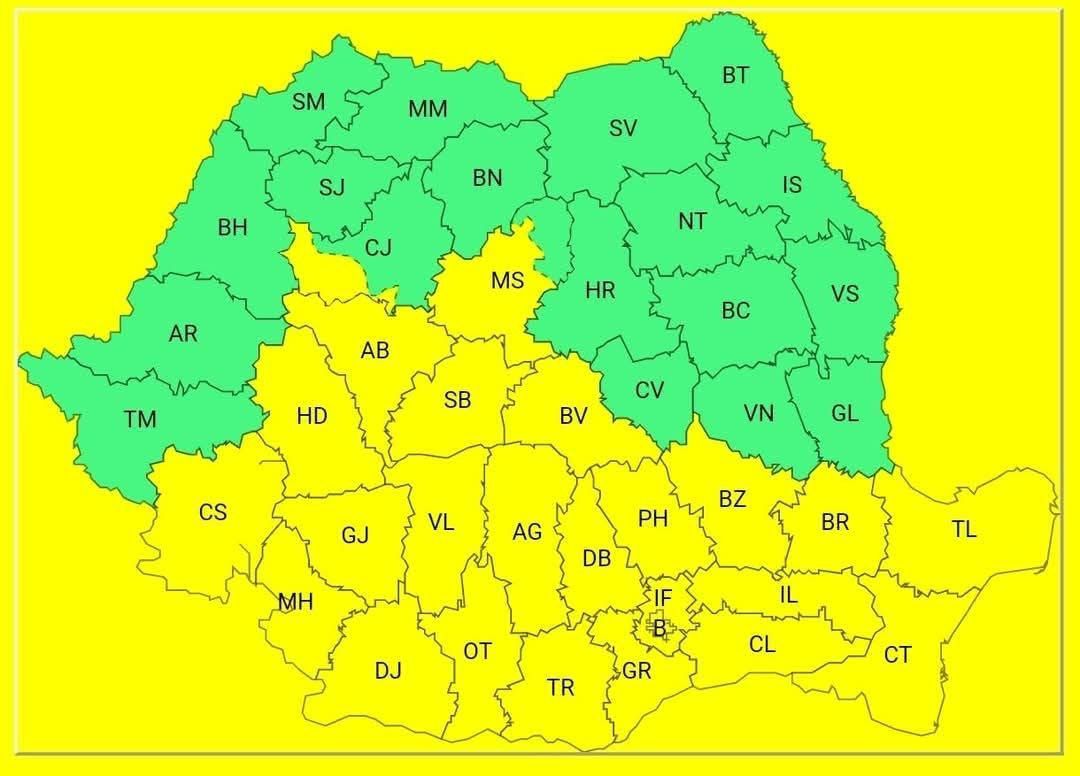 ATENȚIONARE METEOROLOGICĂ – COD GALBEN DE VREME SEVERĂ ÎN MEHEDINȚI