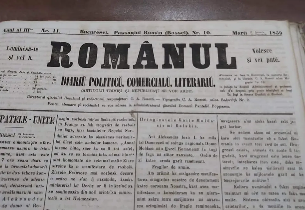 Ziarul ”Românul”, fondat de C.A. Rosetti, expus la Biblioteca Județeană