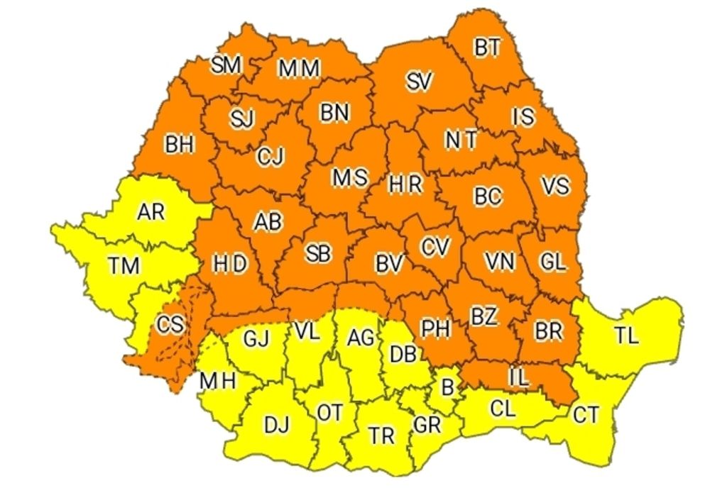 Zona de nord a județului Mehedinți sub avertizare meteorologică de Cod Portocaliu