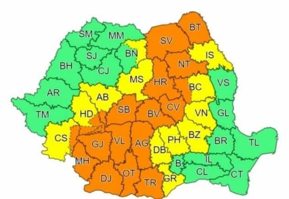 Mehedinți sub incidența CODULUI PORTOCALIU de ploi și inundații