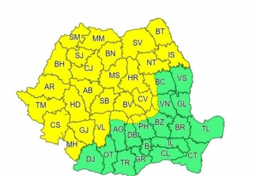 Județul Mehedinți sub Cod Galben de vreme rea până miercuri