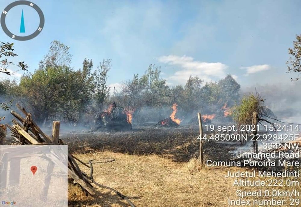 Mai multe localități din Mehedinți cuprinse de flăcări