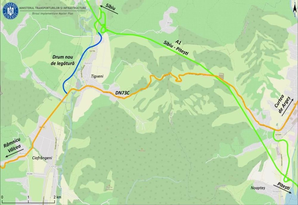  Conexiunea dintre Râmnicu Vâlcea şi Autostrada A1, în zona Tigveni, avansează
