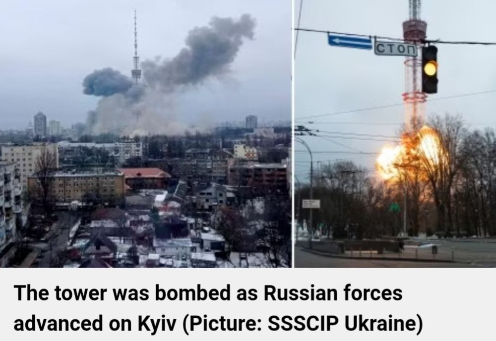 Turnul de televiziune din Kiev lovit de rachete