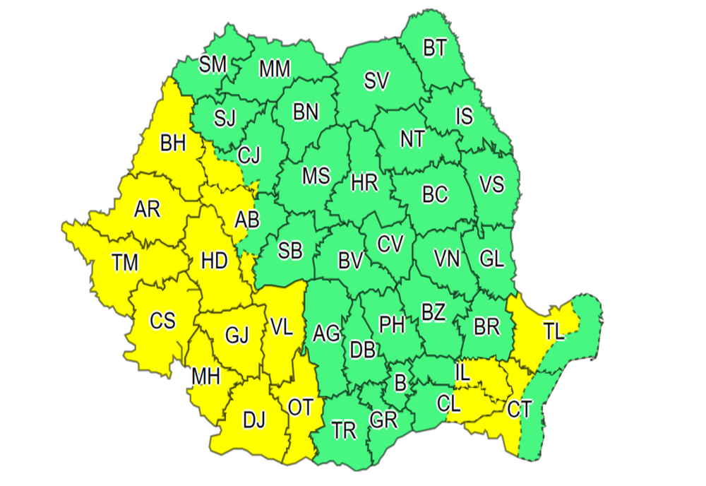 COD GALBEN de furtuni, în mai multe județe din țară